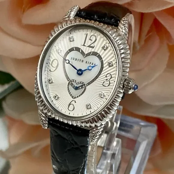 Judith Ripka Sterling Silver Heart Motif MOP Dial Ladies Dress Watch - Picture 3 of 16